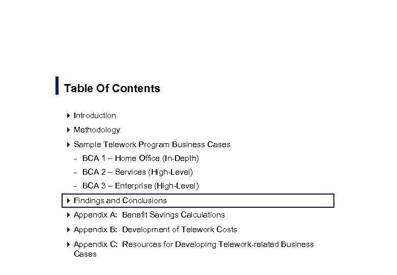 Table Of Contents 4 Introduction 4 Methodology 4 Sample Telework Program Business Cases –