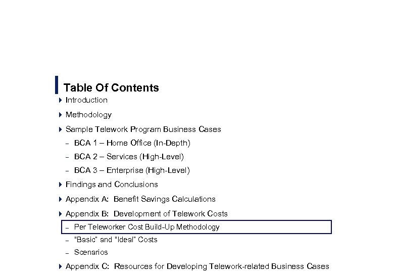Table Of Contents 4 Introduction 4 Methodology 4 Sample Telework Program Business Cases –
