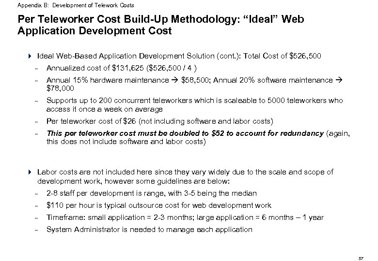 Appendix B: Development of Telework Costs Per Teleworker Cost Build-Up Methodology: “Ideal” Web Application
