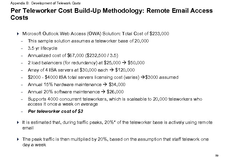 Appendix B: Development of Telework Costs Per Teleworker Cost Build-Up Methodology: Remote Email Access