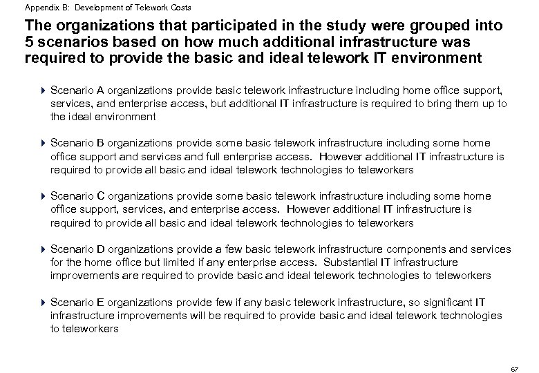 Appendix B: Development of Telework Costs The organizations that participated in the study were