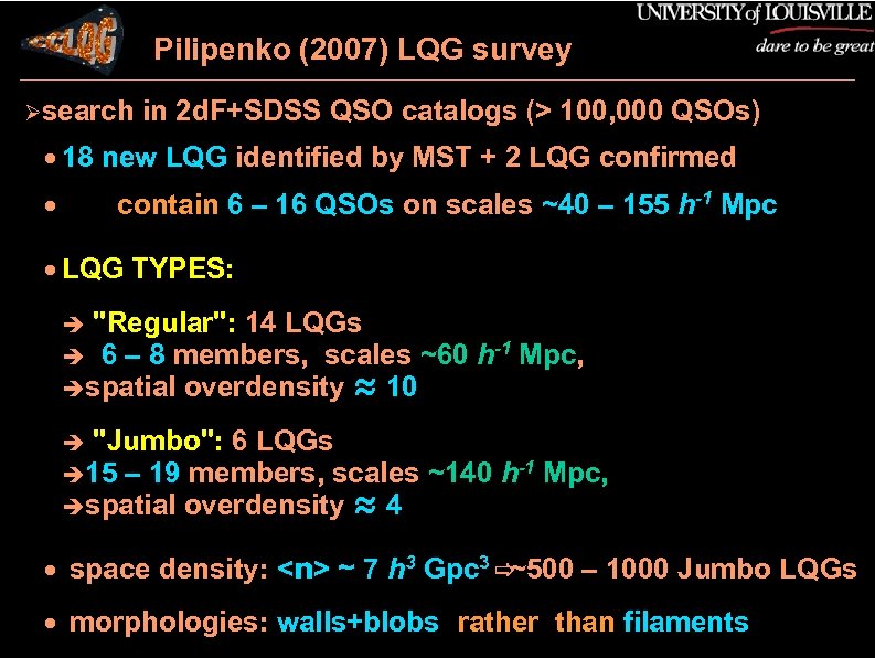 Pilipenko (2007) LQG survey search in 2 d. F+SDSS QSO catalogs (> 100, 000