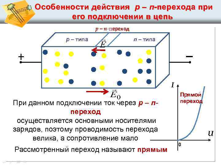 Особенности действия р – п-перехода при его подключении в цепь р – п-переход р