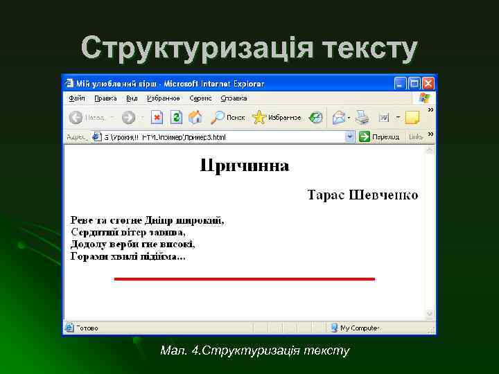 Структуризація тексту Мал. 4. Структуризація тексту 