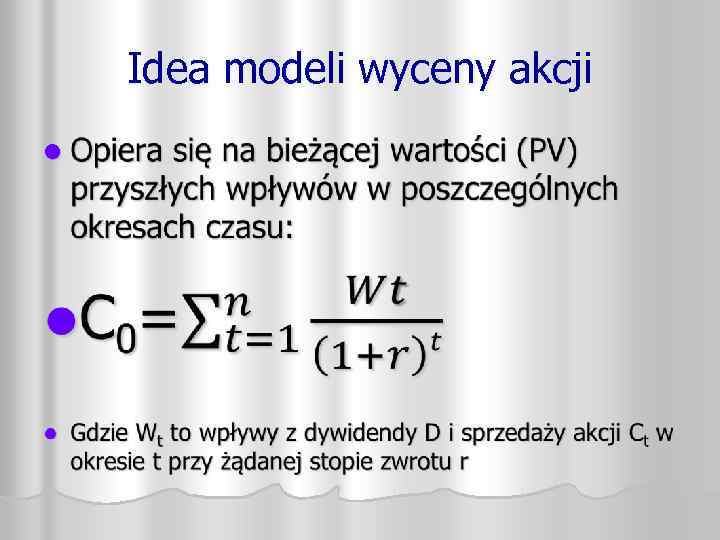 Idea modeli wyceny akcji l 