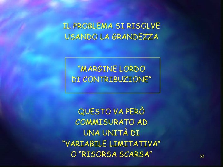 IL PROBLEMA SI RISOLVE USANDO LA GRANDEZZA “MARGINE LORDO DI CONTRIBUZIONE” QUESTO VA PERÒ
