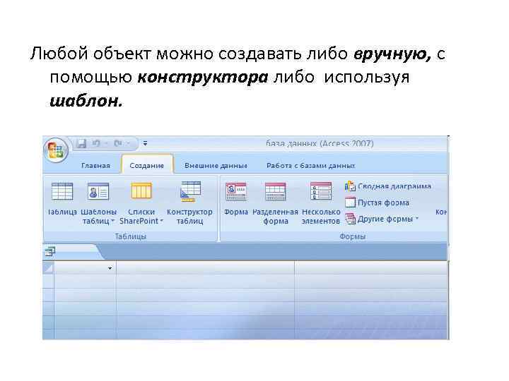 Любой объект можно создавать либо вручную, с помощью конструктора либо используя шаблон. 