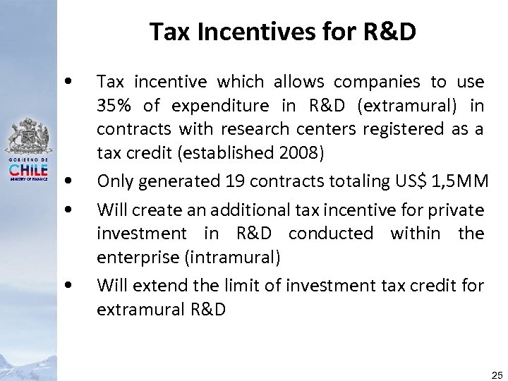 Tax Incentives for R&D • MINISTRY OF FINANCE • • • Tax incentive which