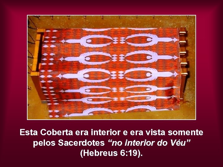 Esta Coberta era interior e era vista somente pelos Sacerdotes “no interior do Véu”