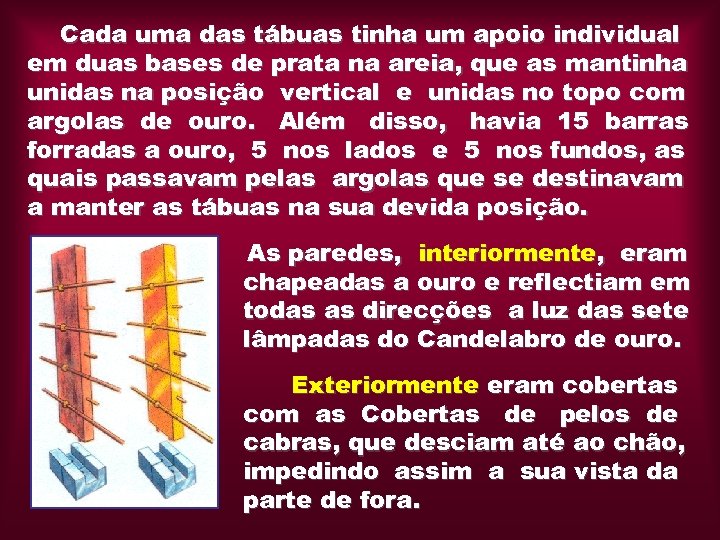 Cada uma das tábuas tinha um apoio individual em duas bases de prata na