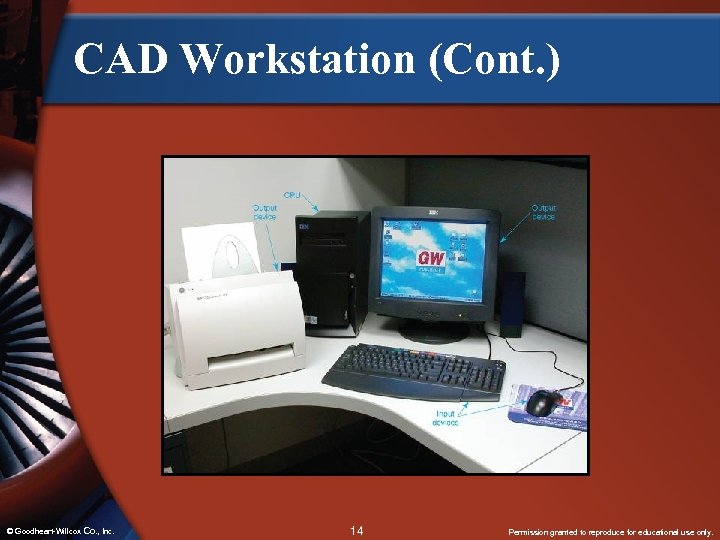 CAD Workstation (Cont. ) © Goodheart-Willcox Co. , Inc. 14 Permission granted to reproduce