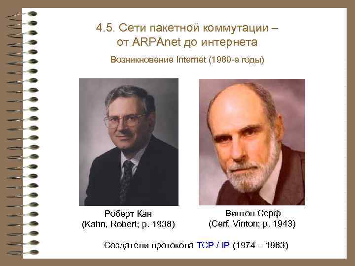 4. 3. Системы и сети электросвязи 4. 5. Сети пакетной коммутации – от ARPAnet