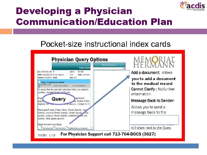 Developing a Physician Communication/Education Plan Pocket-size instructional index cards you to add a document