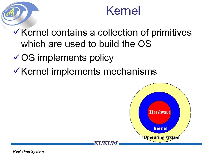 Kernel ü Kernel contains a collection of primitives which are used to build the