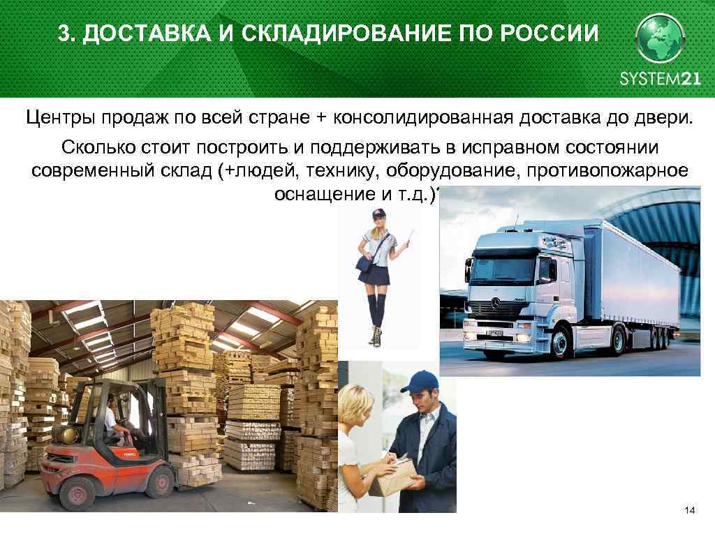 3. ДОСТАВКА И СКЛАДИРОВАНИЕ ПО РОССИИ Центры продаж по всей стране + консолидированная доставка