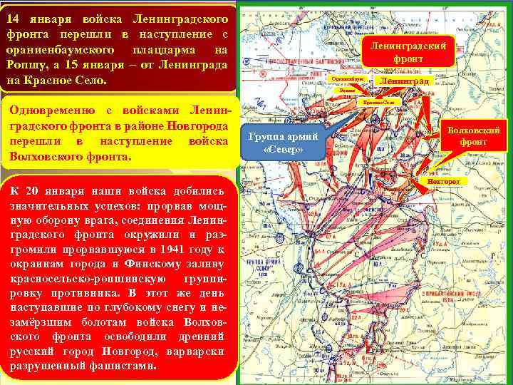 14 января войска Ленинградского фронта перешли в наступление с ораниенбаумского плацдарма на Ропшу, а