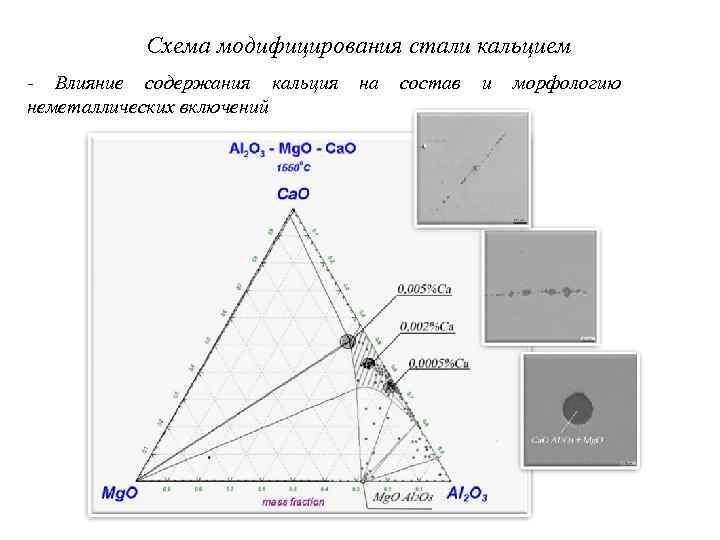 Схема модифицирования стали кальцием - Влияние содержания кальция неметаллических включений на состав и морфологию