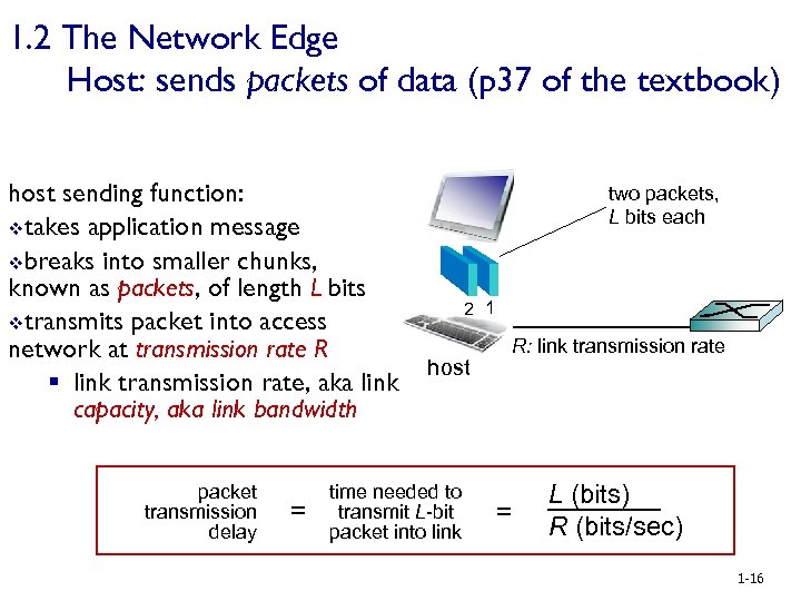 1. 2 The Network Edge Host: sends packets of data (p 37 of the