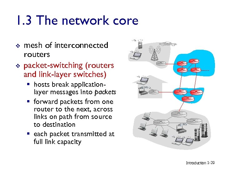 1. 3 The network core v v mesh of interconnected routers packet-switching (routers and