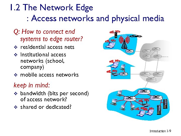 1. 2 The Network Edge : Access networks and physical media Q: How to
