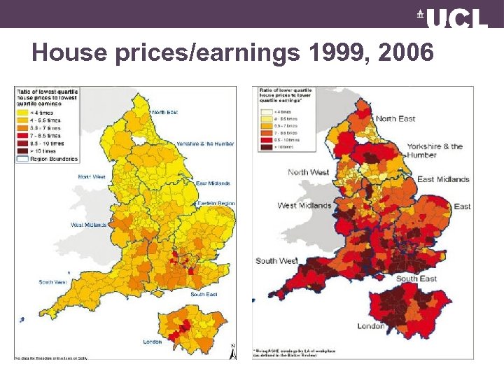 House prices/earnings 1999, 2006 