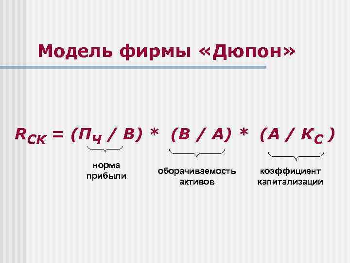 Модель фирмы «Дюпон» RСК = (ПЧ / В) * (В / А) * (А