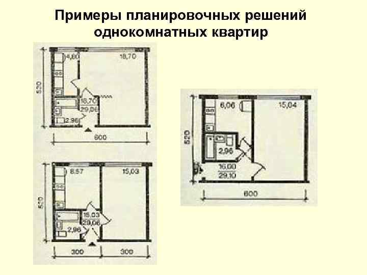 Примеры планировочных решений однокомнатных квартир 
