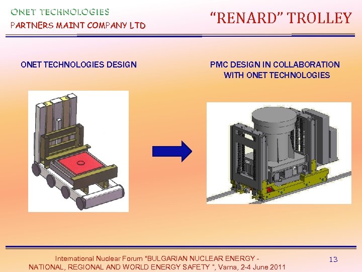 PARTNERS MAINT COMPANY LTD ONET TECHNOLOGIES DESIGN “RENARD” TROLLEY PMC DESIGN IN COLLABORATION WITH