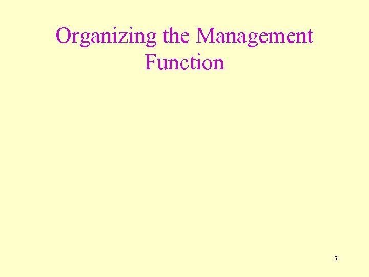 Organizing the Management Function 7 