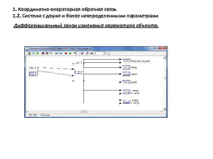 1. Координатно-операторная обратная связь 1. 2. Система с двумя и более неопределенными параметрами Дифференциальный