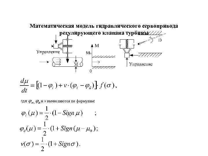 Математическая модель гидравлического сервопривода регулирующего клапана турбины где н , в и v вычисляются