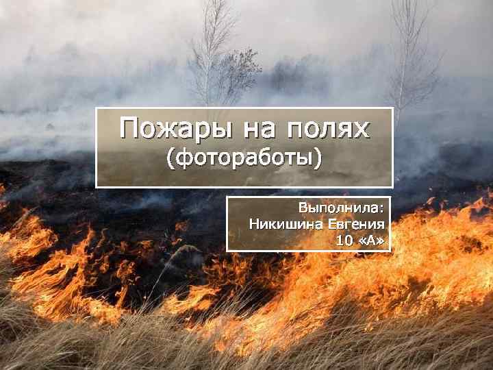 Пожары на полях (фотоработы) Выполнила: Никишина Евгения 10 «А» 