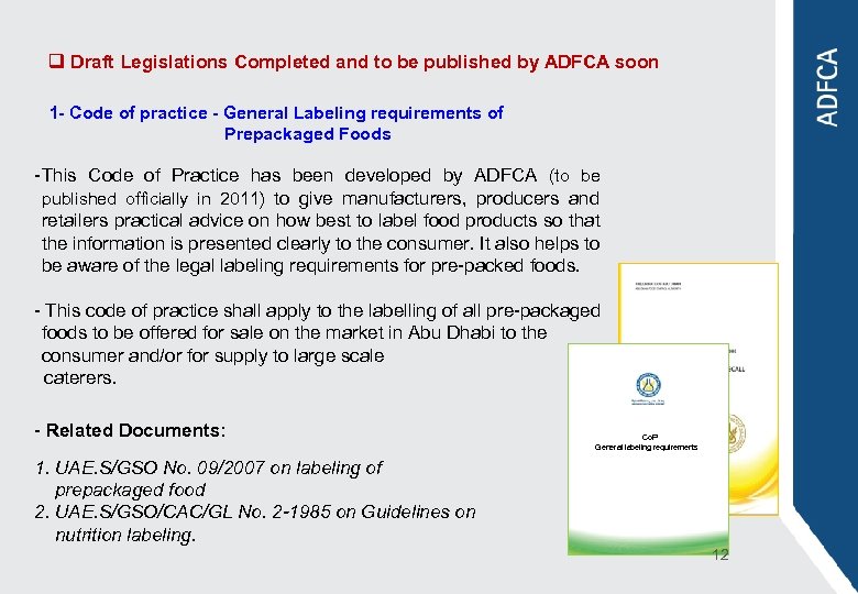 q Draft Legislations Completed and to be published by ADFCA soon 1 - Code