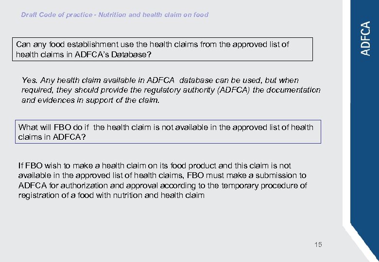 Draft Code of practice - Nutrition and health claim on food Can any food