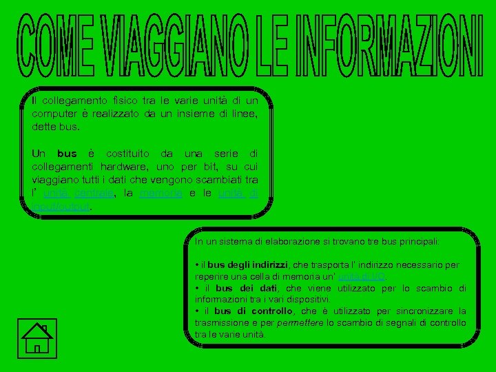 Il collegamento fisico tra le varie unità di un computer è realizzato da un