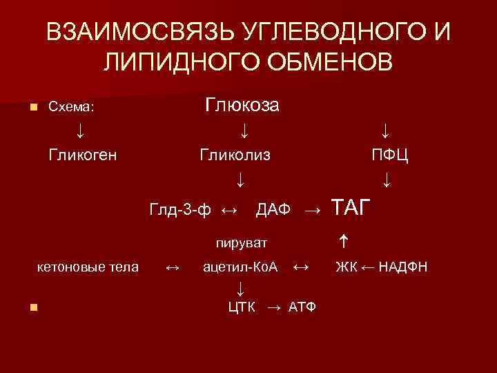 Нарушения обмена белкового липидного. Взаимосвязь липидного и углеводного обмена.