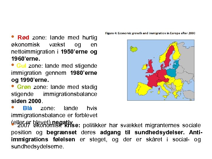  • Rød zone: lande med hurtig økonomisk vækst og en nettoimmigration i 1950’erne
