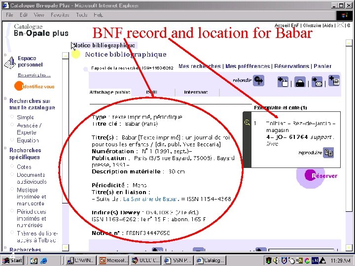 BNF record and location for Babar 4 