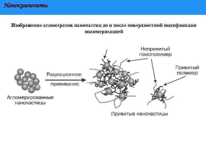 Нанокомпозиты Изображение агломератов наночастиц до и после поверхностной модификации полимеризацией 