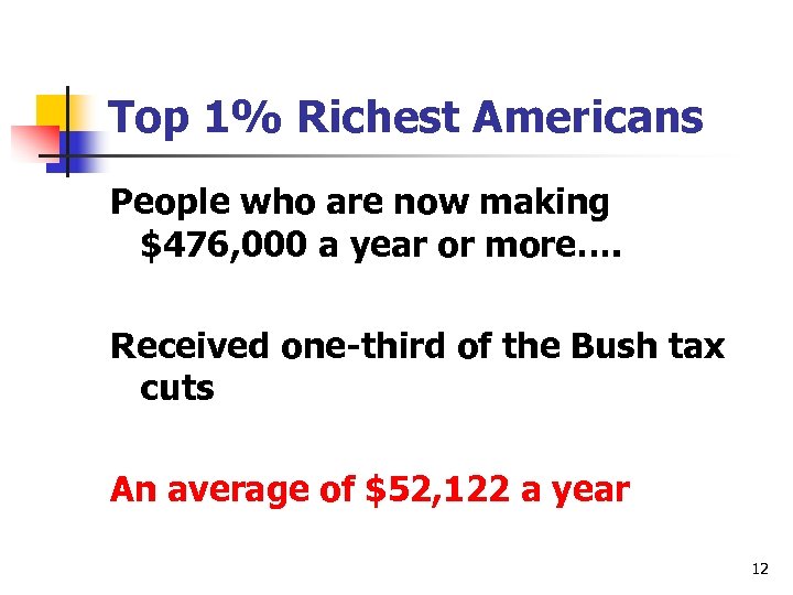 Top 1% Richest Americans People who are now making $476, 000 a year or
