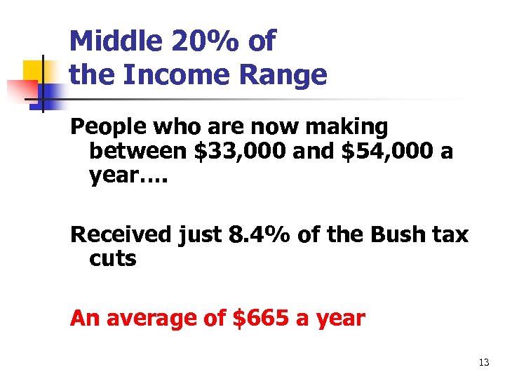 Middle 20% of the Income Range People who are now making between $33, 000