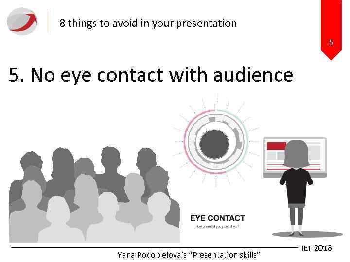 8 things to avoid in your presentation 5 5. No eye contact with audience
