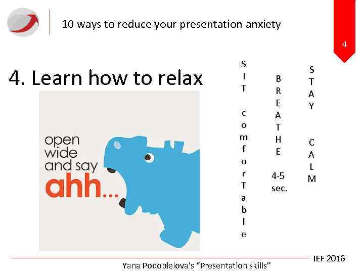 10 ways to reduce your presentation anxiety 4 4. Learn how to relax S