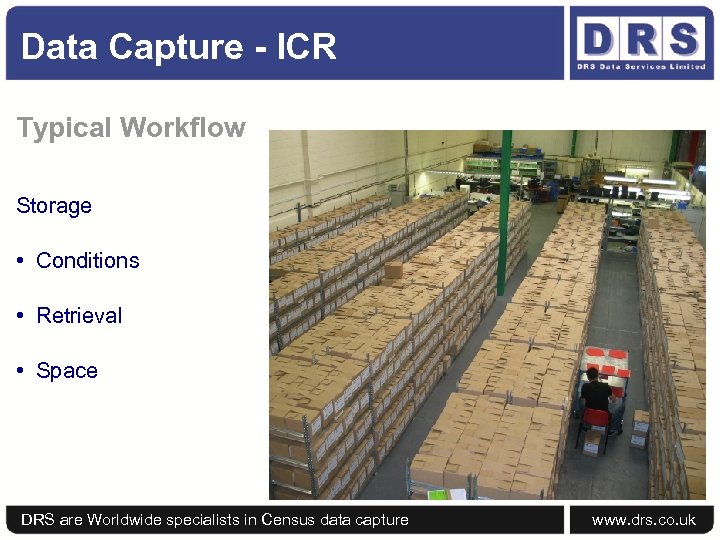 Data Capture - ICR Typical Workflow Storage • Conditions • Retrieval • Space DRS