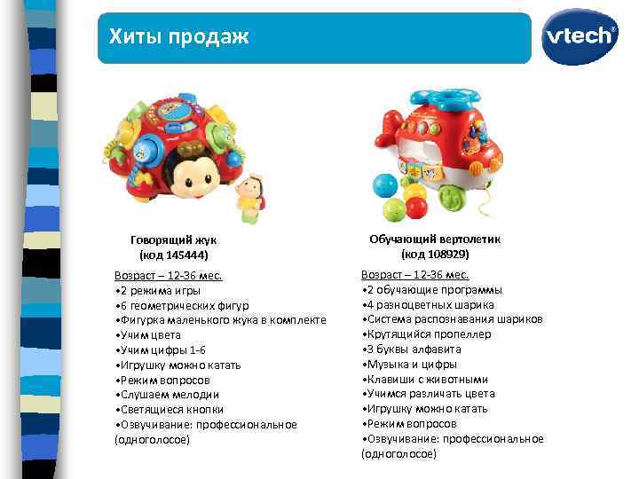 Хиты продаж Говорящий жук (код 145444) Возраст – 12 -36 мес. • 2 режима