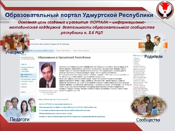 Образовательный портал Удмуртской Республики Основная цель создания и развития ПОРТАЛА – информационнометодическая поддержка деятельности
