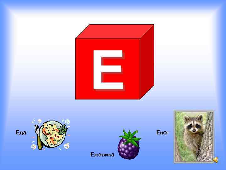 Е Еда Енот Ежевика 