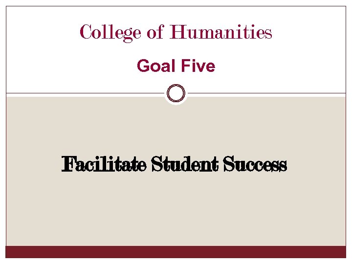 College of Humanities Goal Five Facilitate Student Success 