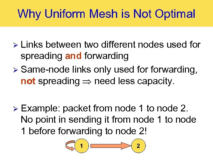 Why Uniform Mesh is Not Optimal Links between two different nodes used for spreading