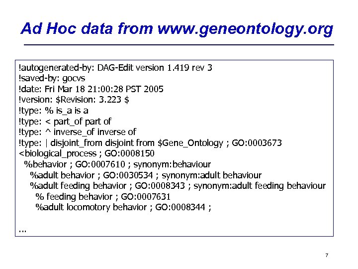 Ad Hoc data from www. geneontology. org !autogenerated-by: DAG-Edit version 1. 419 rev 3